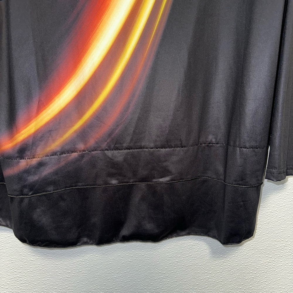 Women's Long Sleeve Top 3XL Black Multi-color Rainbow Vibrant Asymmetrical - Picture 6 of 9